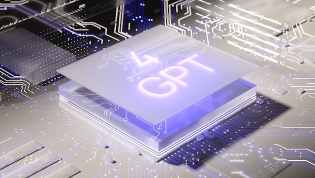An image of a semiconductor chip with the words GPT printed on it