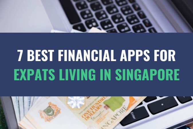An image of currency bills lying on a laptop keyboard with the title - 7 Best Financial Apps for Expats Living in Singapore