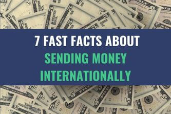 A stack of US Dollar bills arranged in a circle with the title - 7 Fast Facts About Sending Money Internationally