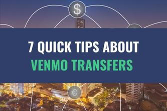 Tall office buildings connected with lines and currency symbols with the title - 7 Quick Tips about Venmo Transfers