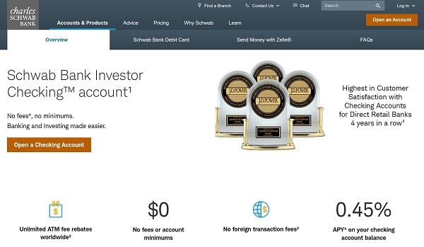 Best banks for digital nomads - Charles Schwab (best in North America)