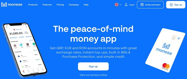 Best Challenger Banks In UK - Monese Bank