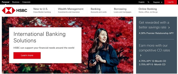 Best US banks for foreigners and expats - HSBC Bank USA