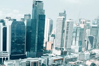 Tall business buildings in Makati, Philippines