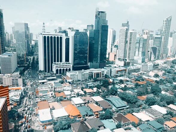 Tall business buildings in Makati, Philippines