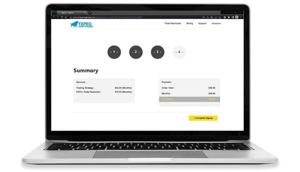 Step by step guide to Subscribe to FXPro CopyTrade for forex trading - Step 6 - View summary and confirm