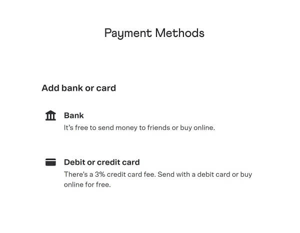 An image showing how to choose a payment method when linking your bank account with Venmo