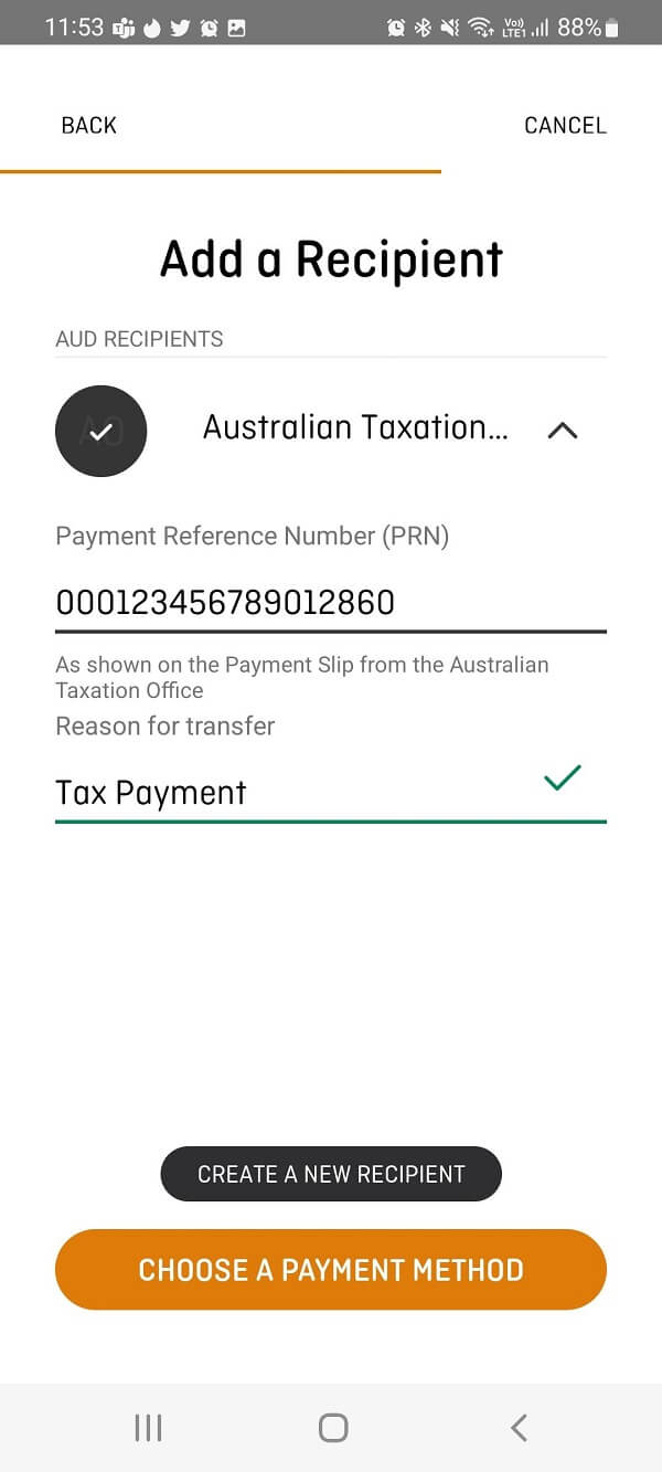 An image showing how to add the ATO Payment Reference Number for your OFX money transfer