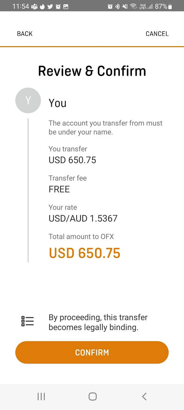 An image showing how to confirm your OFX ATO tax payment money transfer