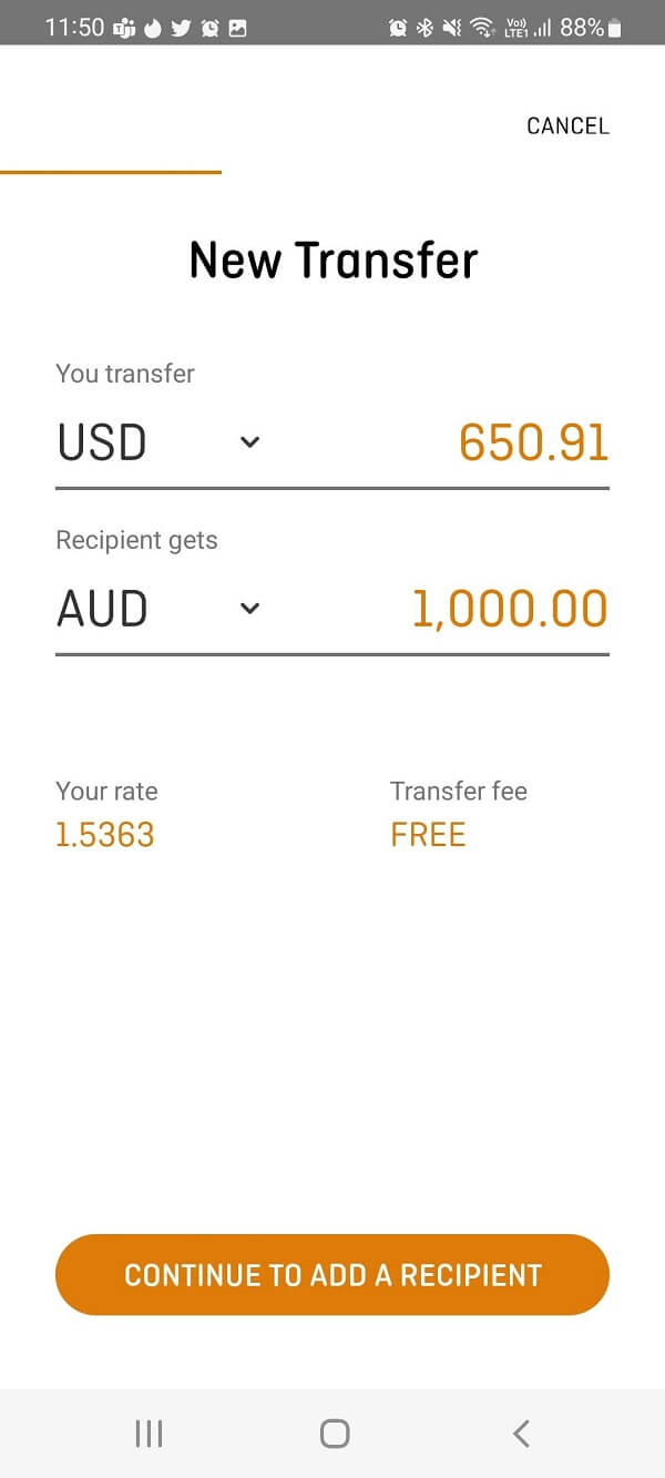 An image showing how to login into your OFX account and start a new money transfer