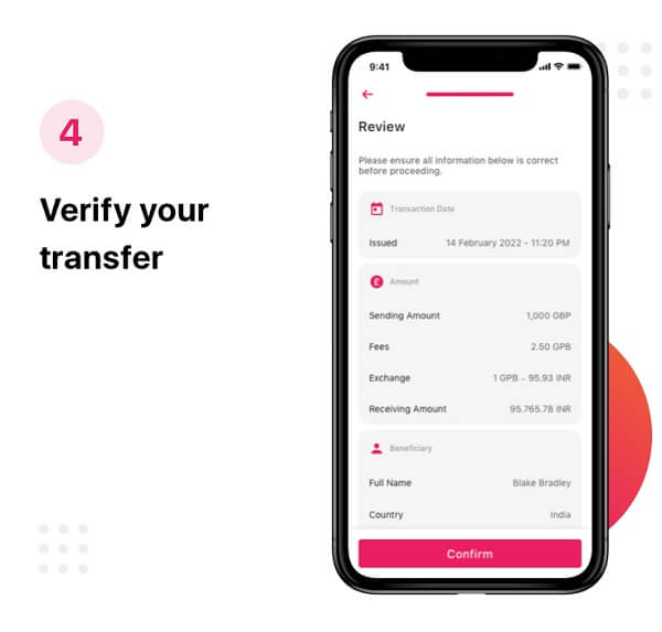 How To Send Money From UK With PassTo Step 4 - Verify the transfer