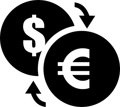 An image showing US Dollar and Euro symbols with an arrow in the middle implying currency conversion