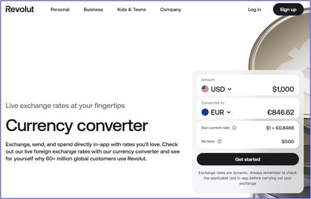 An image showing how to calculate exchange rates and fees when sending money internationally with Revolut