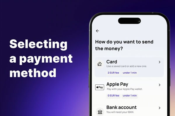 How to send money to Uzbekistan with Profee - Choose payment method