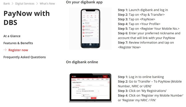 How to setup PayNow for DBS bank account