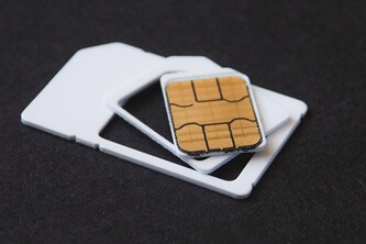 An image of a SIM card with a SIM tray