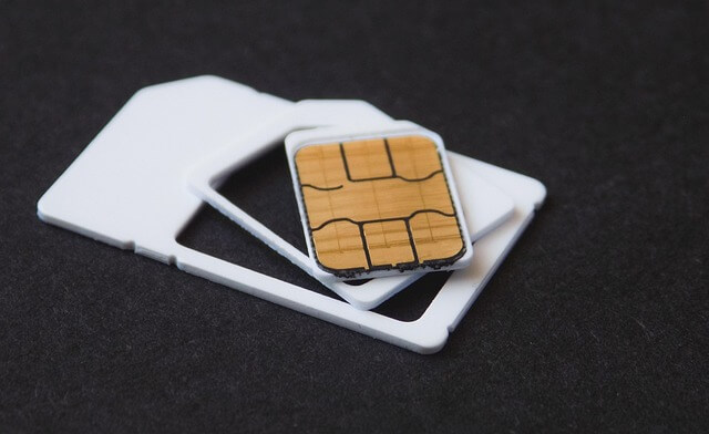 An image of a SIM card with a SIM tray