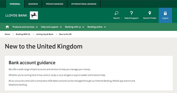 An image showing Lloyds Bank's international bank accounts for expats and foreigners in the UK