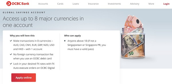 OCBC Global Savings Account for expats in Singapore