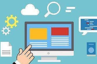 A hand pointing to a side by side comparison of two items presented on a desktop screen