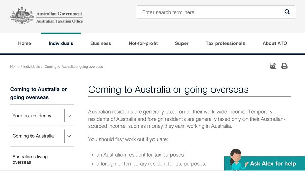 An image of Australian Taxation Office (ATO) tax reference for foreigners and expats in Australia