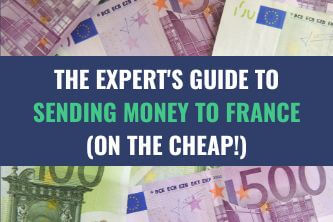 Numerous Euro currency bills with the title - The Expert's Guide to Sending Money to France (on the Cheap!)