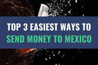 A sci-fi graphic with lights shooting out of a US Dollar currency bill with the title - Top 3 Easiest Ways to Send Money to Mexico