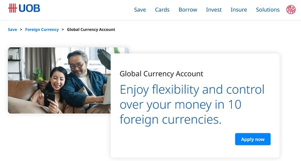 UOB Global Currency Account for expats in Singapore