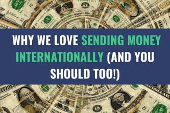 A circular layout of US Dollar bills with the title - Why We Love Sending Money Internationally (and You Should Too!)
