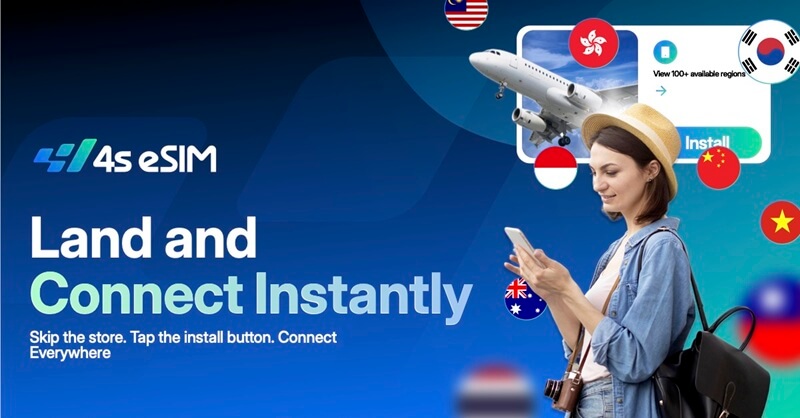 An image showing how to stay connected overseas with 4S eSIM