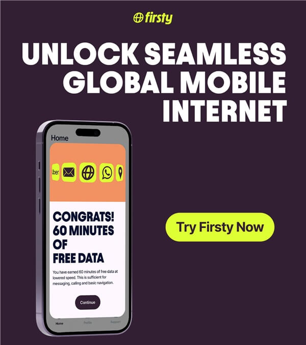 An image showing Firsty's single global mobile data connection