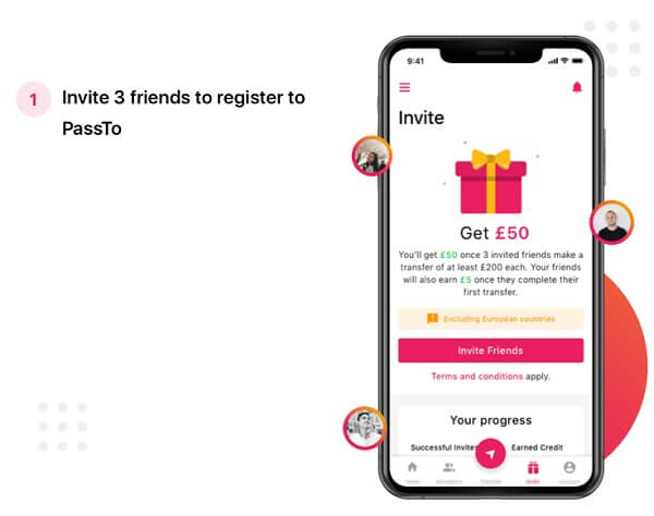 How to earn money with the PassTo referral program - Invite 3 friends to register to PassTo