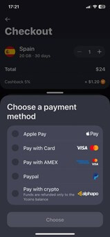How to pay for a new eSIM data plan with Yesim