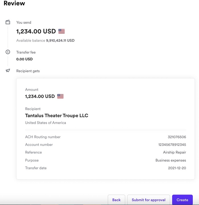 How to send money overseas with Airwallex - review and confirm payment details