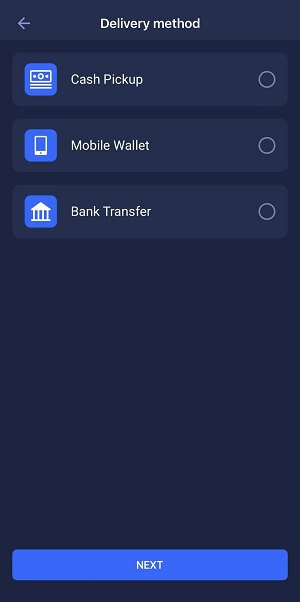How to send money with e-Pocket - select the delivery method for your transfer