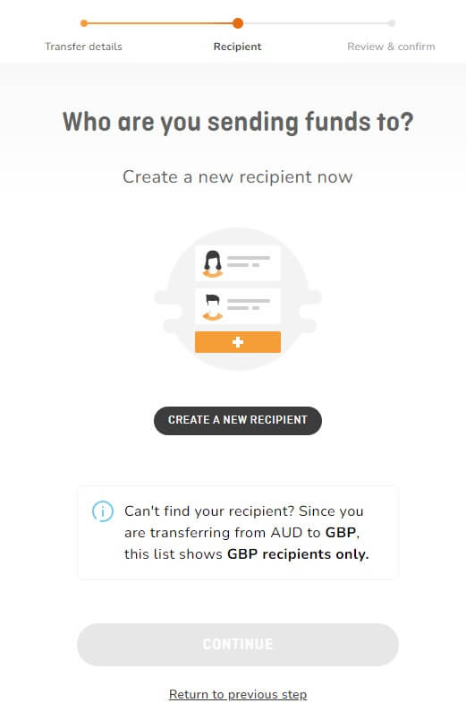 How to send money with OFX - Add or select recipient