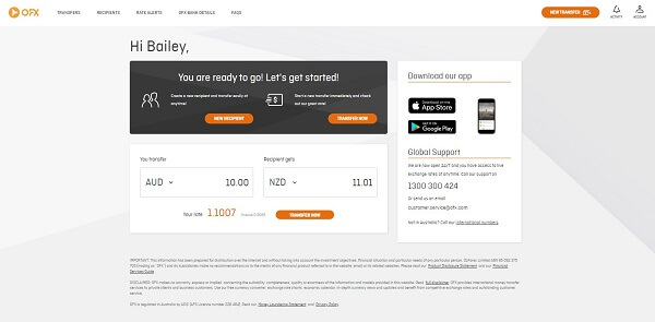 How to send money with OFX - Choose source and destination currencies
