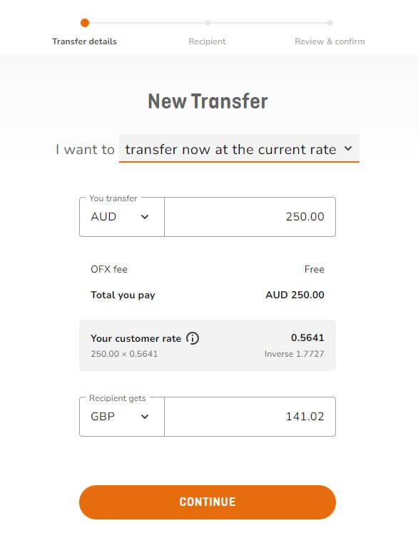 How to send money with OFX - Enter transfer amount