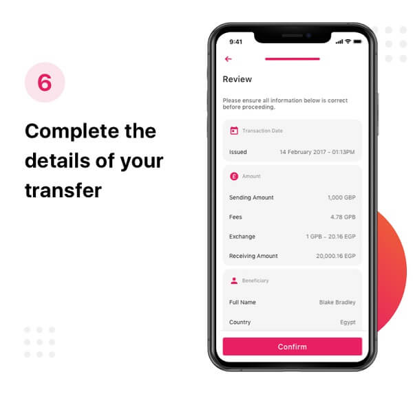 How to send money with PassTo - Complete the details of your transfer