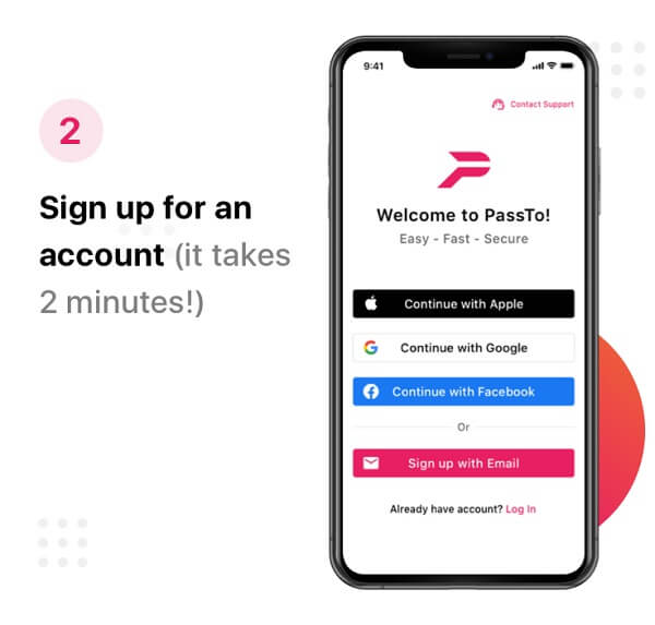 How to send money with PassTo - Sign up for a PassTo account