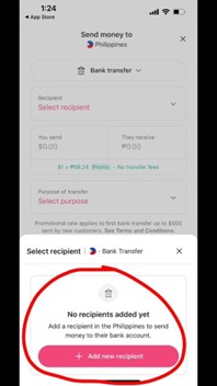 How to send money with Pomelo - add new recipient