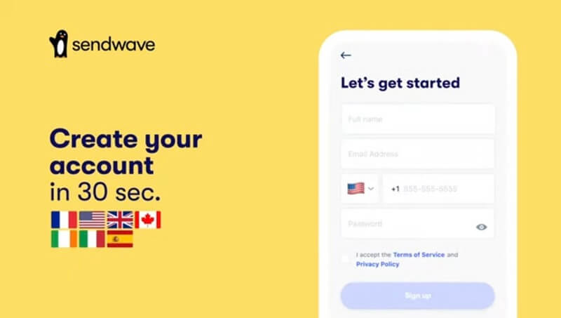 How to send money with Sendwave - Create a new account