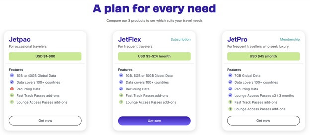 An image showing Jetpac eSIM data plans