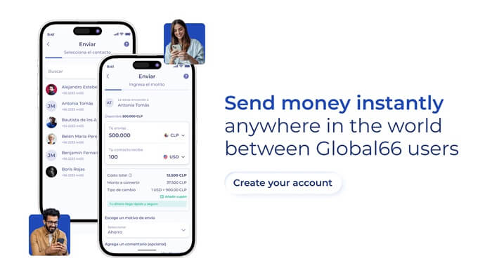 Send money instantly to other Global66 users