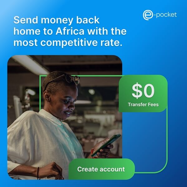 Send money with e-Pocket with great exchange rates and low transfer fees