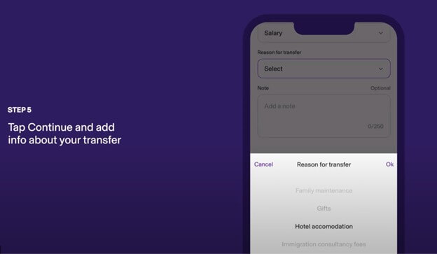 How to send money abroad with KOHO - Add info about your transfer