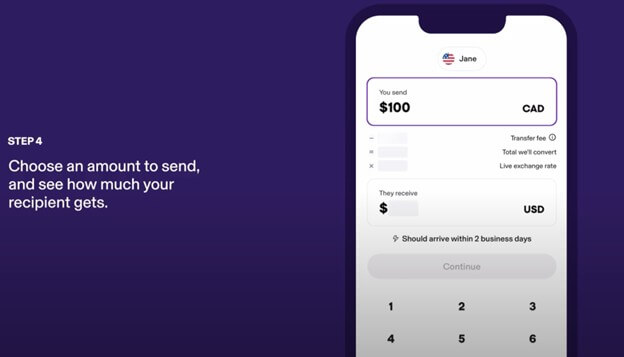 How to send money abroad with KOHO - Enter transfer amount