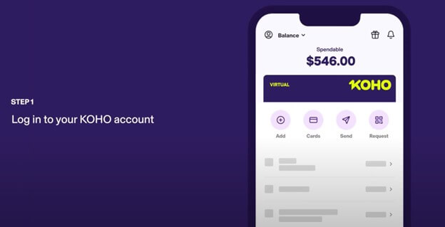 How to send money abroad with KOHO - Login into your KOHO account