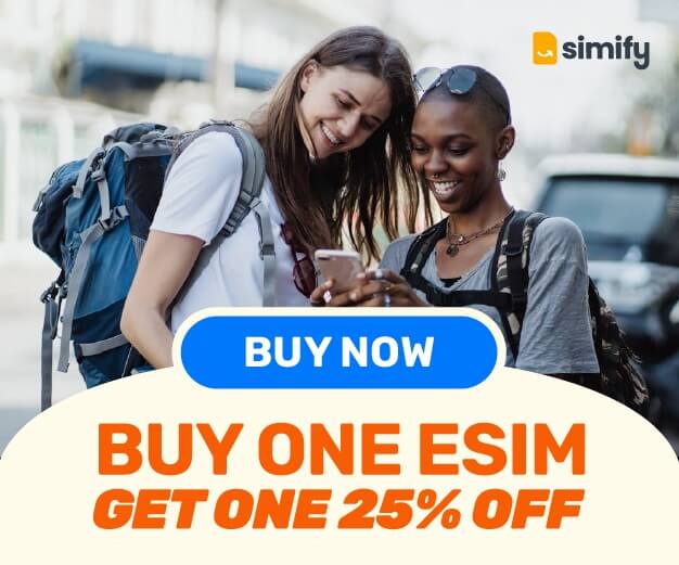 An image showing Simify eSIM promotion whereby you get 2nd eSIM at 25 percent discount