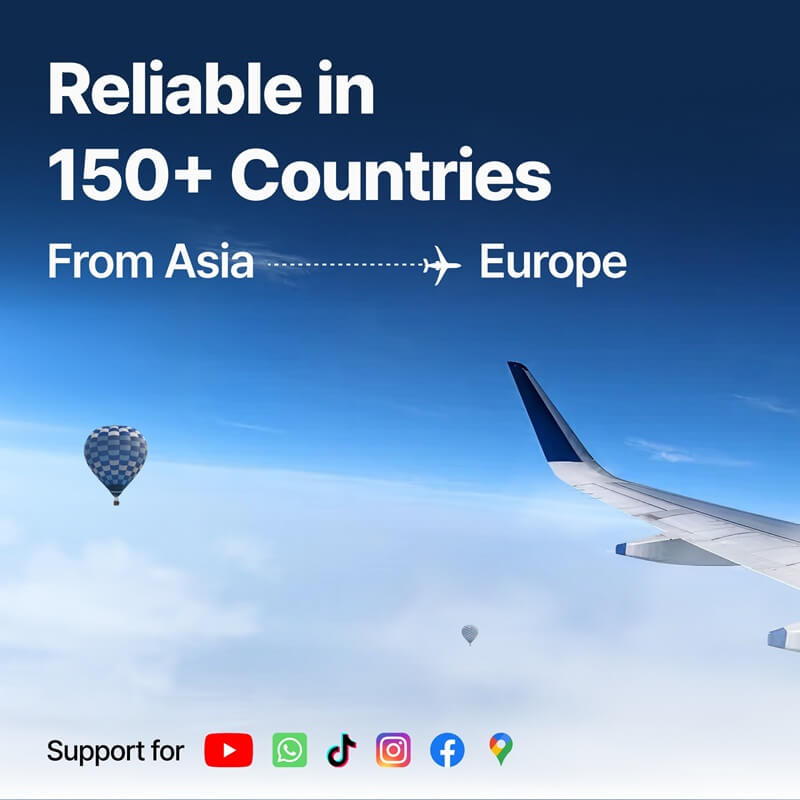 An image showing Superalink's eSIM coverage and global destination support